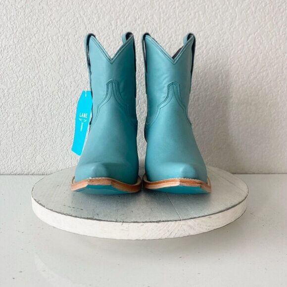 NEW Lane EMMA JANE Turquoise Cowboy Bootie Womens 9.5 Leather Short Ankle Boots - Picture 5 of 11